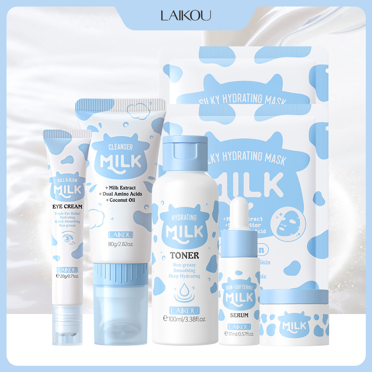 LAIKOU 6Pcs Milk Hydrating Ski - Skincare Glow Glowing review and price